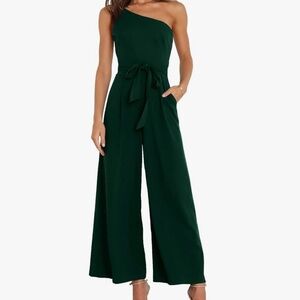 Chic One-Shoulder Dark Green Jumpsuit